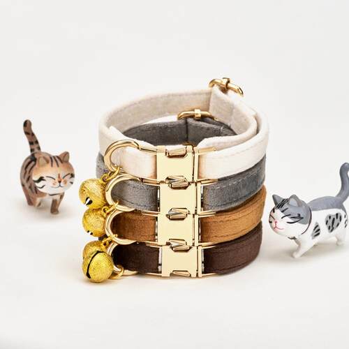 毛绒物猫咪宠铃铛项 激光刻字项宠物猫圈脖圈圈猫咪KAS项圈