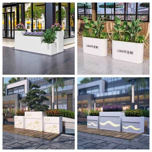 户外不锈钢花箱组合商业街隔断花槽花坛奶茶店小吃街外摆铁艺花架