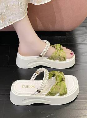 0719e拖鞋女外穿美丽的厚底拖鞋女性夏季外穿2026新风格与裙子