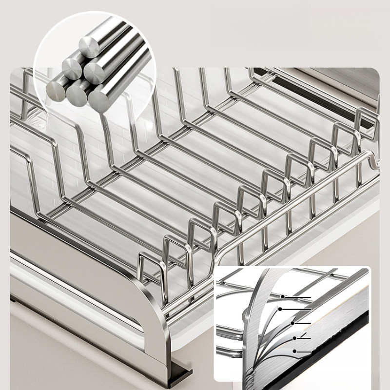 厂家直销抽拉碗碟架不锈钢碗碟收纳架厨房碗架橱柜内抽屉式碗柜沥