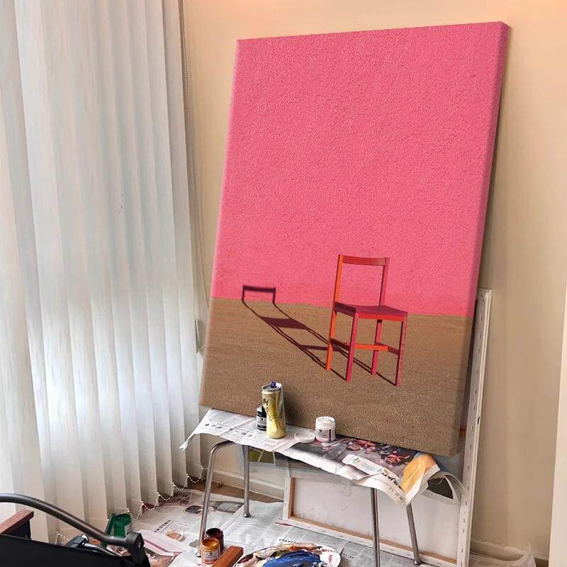 画马斯厅落地装饰画蒂小众艺术粉色椅子剪影卧客室挂玄关简ALJZ25