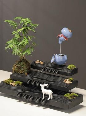 流水摆件循环水家用客厅前台造景观瀑布鱼缸配件增氧过滤招财摆件