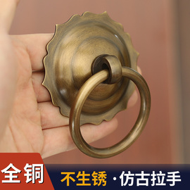 中式纯铜门环老式大门全铜拉手，木门复古拉环，仿古大门铜配件门把手