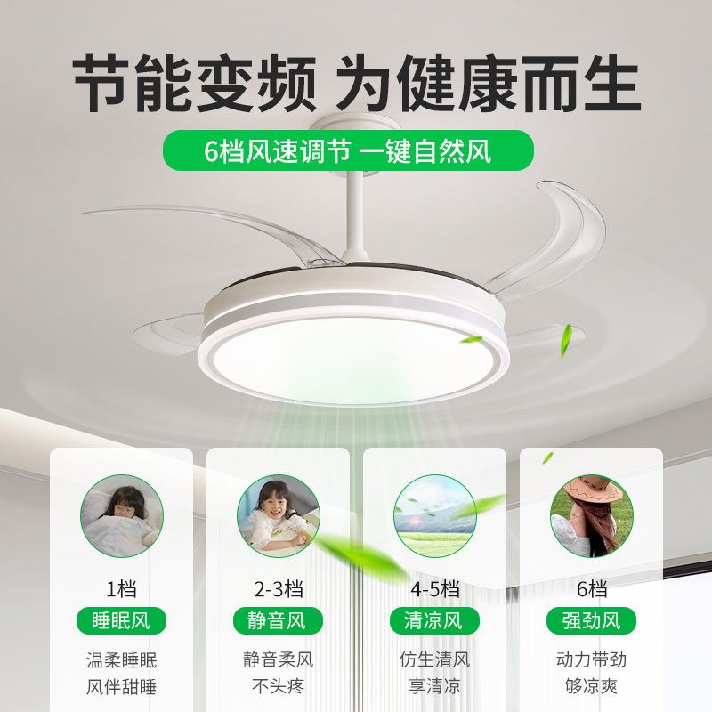 新款客厅风扇灯带吸顶餐厅家用卧室一体吊扇隐形电扇吊灯