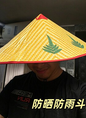 田园斗笠户外斗笠雨帽防晒防雨草帽大檐防晒帽女士下地干活农村用