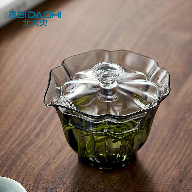 北大史百财玻璃盖碗泡茶耐热高档手工功夫茶具单个手抓壶