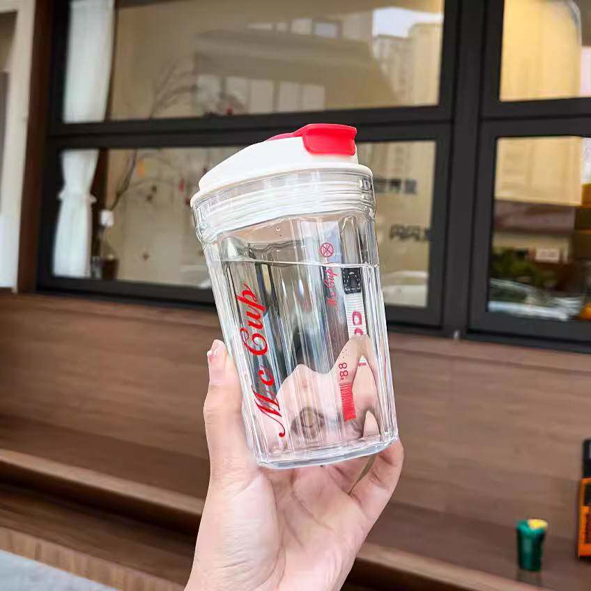 夏季咖啡杯水杯女生高颜值潮酷随手杯便携式外带塑料随行杯子男生
