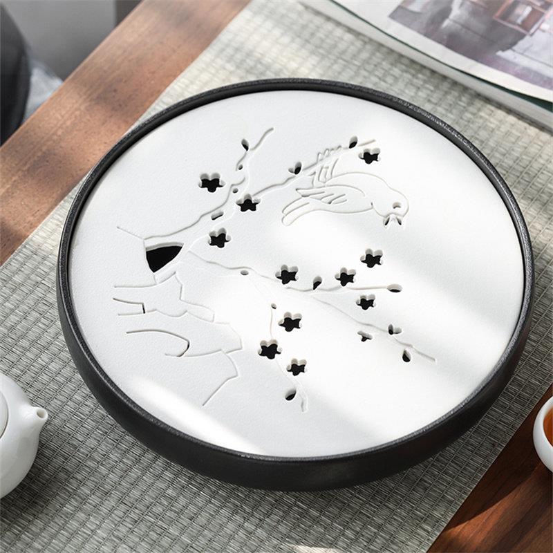 茶盘陶瓷储水干 干泡茶台方形圆形中式功夫茶具托 托盘简约家用茶