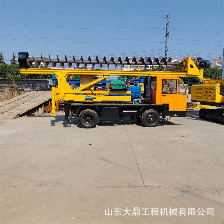 房屋地基建筑打桩机60度旋转轮式麻花钻机电动打桩机