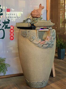 客厅新中式落地流水摆件室内家居办公室装饰循环流水景观喷泉鱼缸