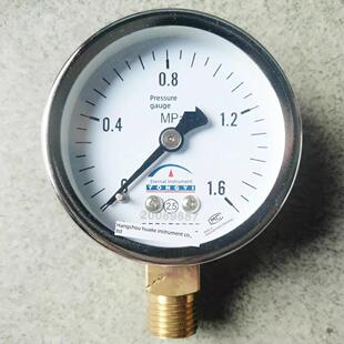 杭州富阳华科储气罐压力表轴向气压表Y100Z空压机0-1.6MPA压力表