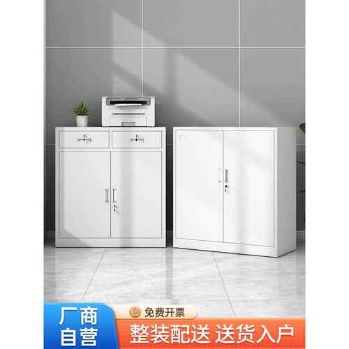 二斗矮柜文件柜铁皮柜办公室资料档案储物柜抽屉柜带锁置物小柜子