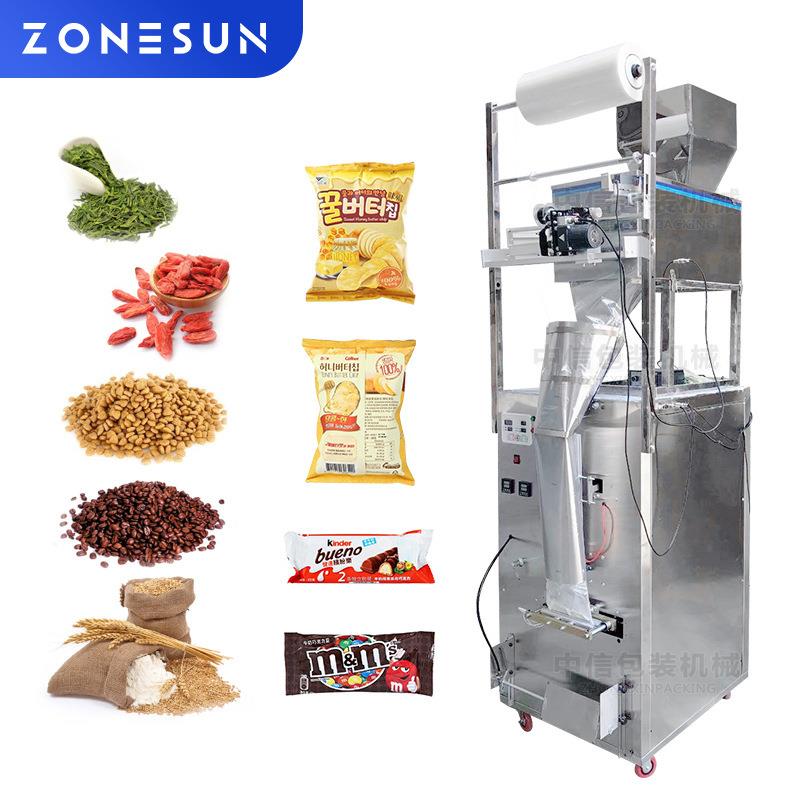ZONESUN10-999g背封分装机带打码五谷杂粮颗粒灌装分装封口一体机