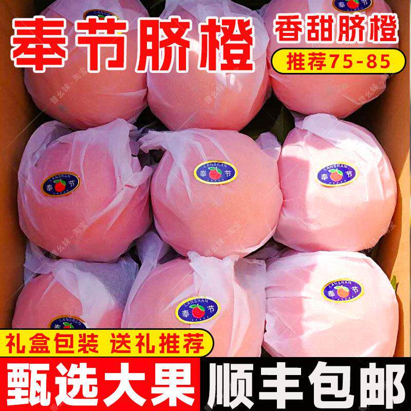 顺丰重庆奉节脐橙伦晚纽荷尔72-1礼盒20大果新鲜水果现摘带叶10