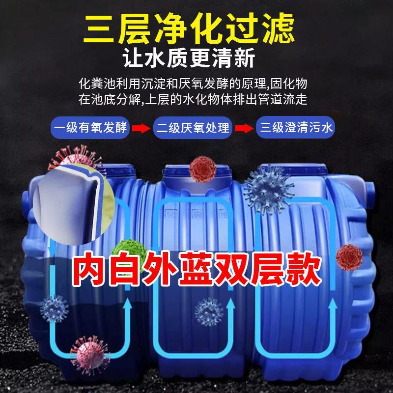 牛筋防臭化粪池家用三段式新农村厕所加厚双层三格一体式PE塑粪桶
