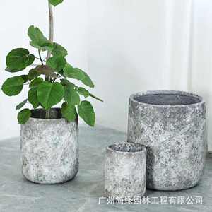 泥现代复古旧植落地绿型号室内外花盆镁艺术欧美做盆商场客厅特大