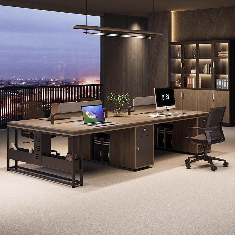 带锁组合简约带抽屉现代桌员工桌屏风卡座办公室员工位六人位板式