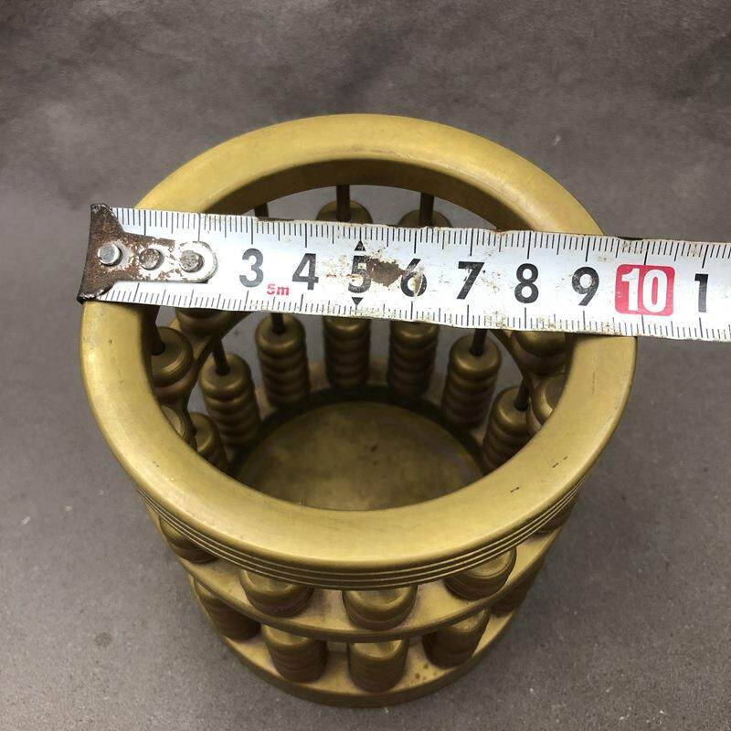 纯铜包邮算盘 笔筒7珠13档铜算盘家居工艺摆件复古铜器