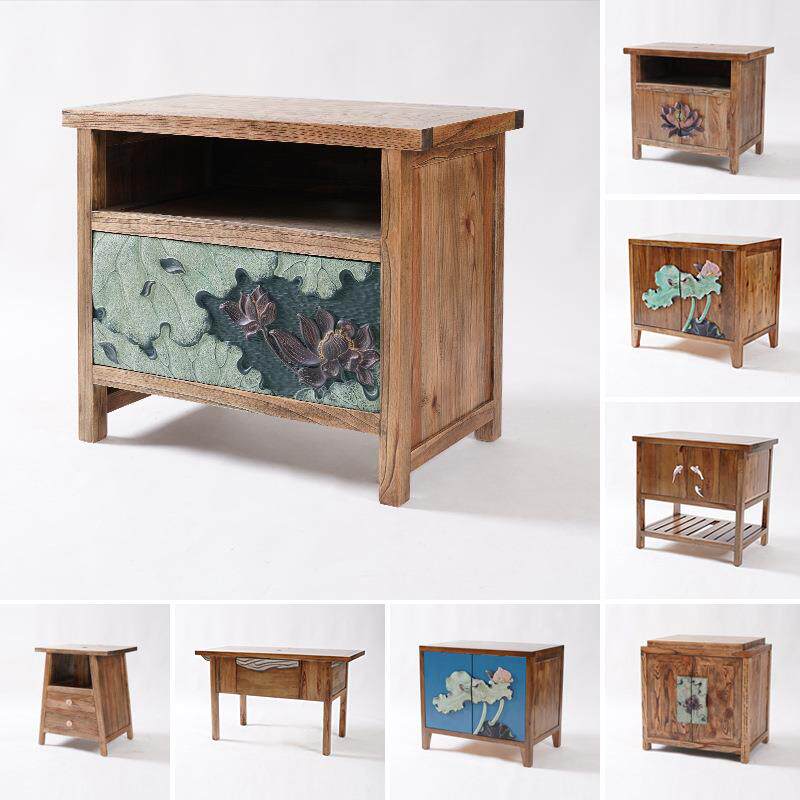 现代中式实木浴室柜洗漱台田园乡村原木樟木储物收纳立式落地柜子