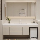 奶油风浴室柜组合网红可丽耐一体盆卫生间陶瓷洗手台盆一体洗漱台