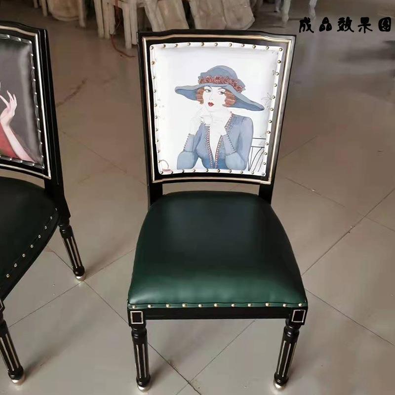 式实梯背椅木白坯梯背方背椅子酒店餐厅法复古白胚椅椅餐子木质餐