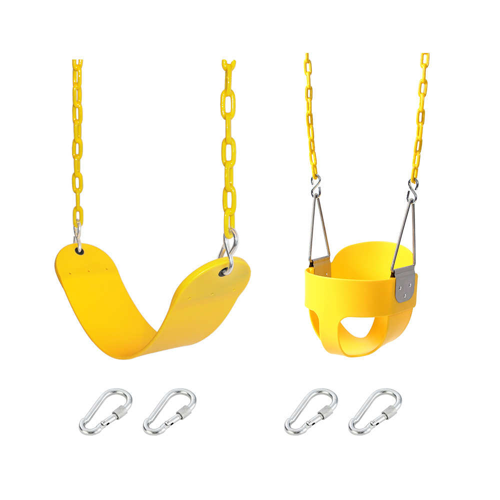 组合黄色 秋千儿童吊篮板一字秋千eva