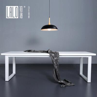 拉洛 办公桌子北欧会议桌简约现代书桌电脑桌 设计师纯白色大桌子