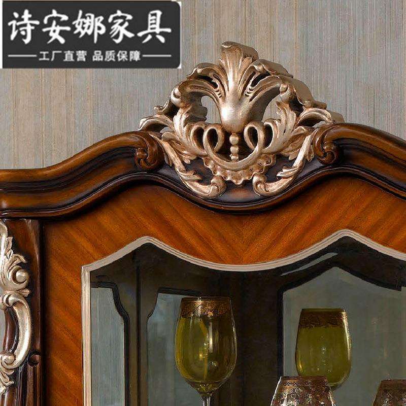 欧式实木酒柜储物柜 法式玻璃透明单门酒柜 奢华 家具