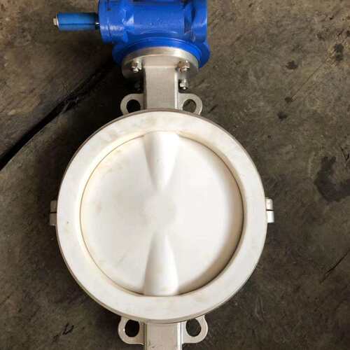 D371F4-16RL不锈钢涡轮衬氟对夹蝶阀 耐腐蚀对夹蝶阀 WCB+F4四氟