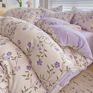 厂家直销新款A类母婴级提花云纱棉印花四件套学生宿舍单人三件套