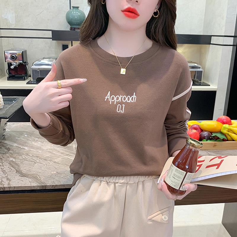 好货春秋薄款宽松长袖T恤女士减龄美式卫衣时尚打底上衣秋衣外穿