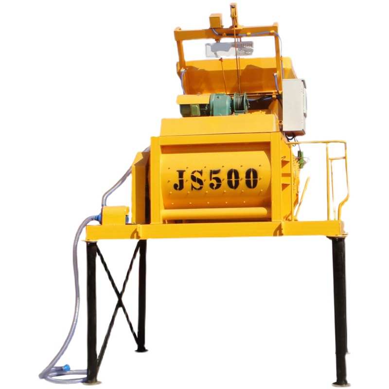 JS500强制式双卧轴水泥砂浆黄色自动混凝土搅拌机建筑工程搅拌站