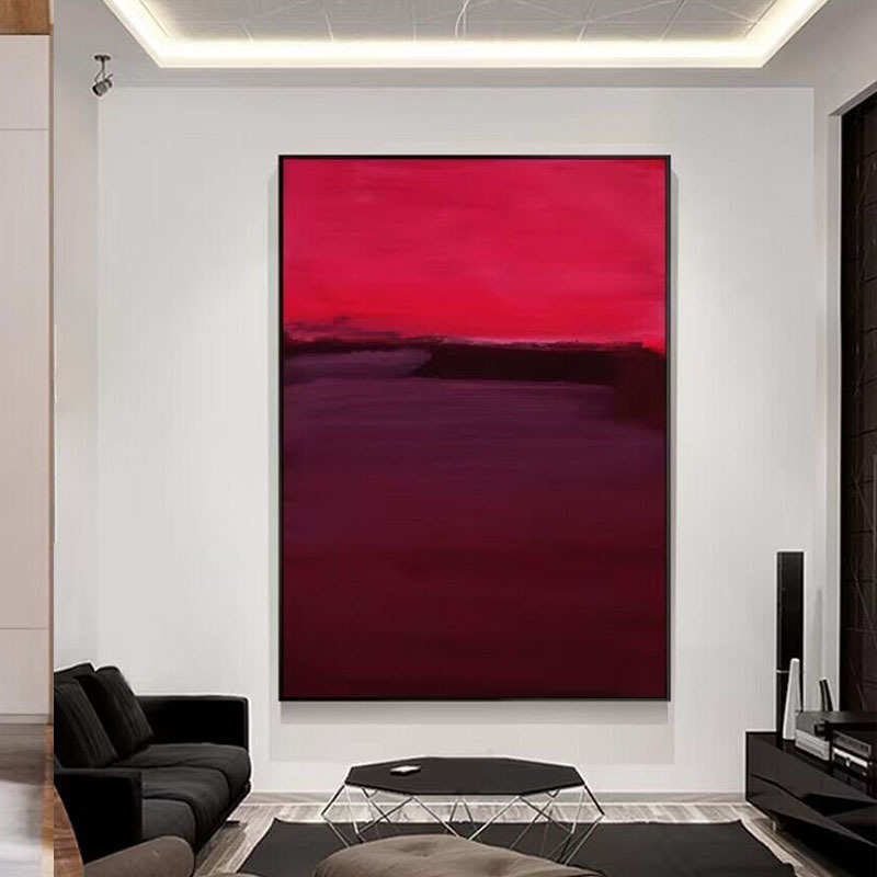 纯手绘油画红色抽象艺术客厅装饰画现代简约入户玄幻酒店大堂别墅
