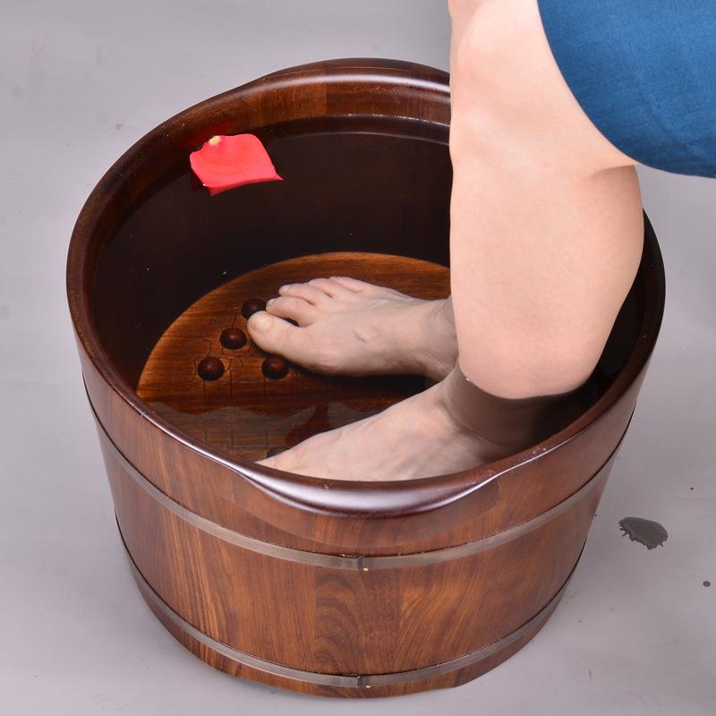 花梨木泡脚桶木家用浴桶带足底按质摩洗脚盆木盆木足足花梨木带浴
