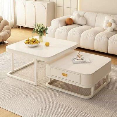 奶油风纯白岩家板茶几红电视柜小户简约家居客pxx5JH95厅用网新型