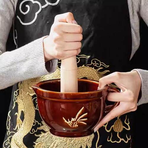 擂钵抖辣椒冲皮蛋碗家用蒜泥捣蒜器老式臼雷茶茄子陶瓷舂磨罐雷钵