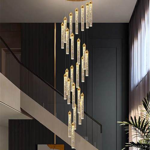 复式楼客厅水晶吊灯简约现代loft轻奢智能公寓个性别墅楼梯吊灯具