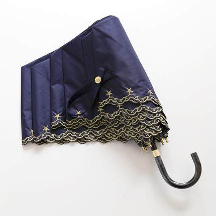 正品日系格子遮阳伞女V夏雨伞n风防晒抗Ui遮阳伞晴雨弯钩折叠s伞