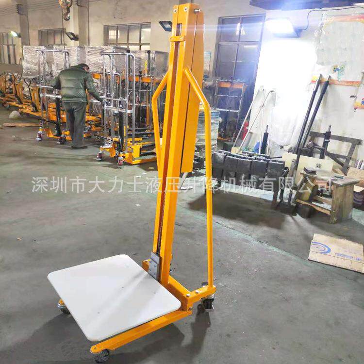 手摇式堆高车单轴升高车迷你型工位车装缷车滚筒钢丝绞盘升降叉车