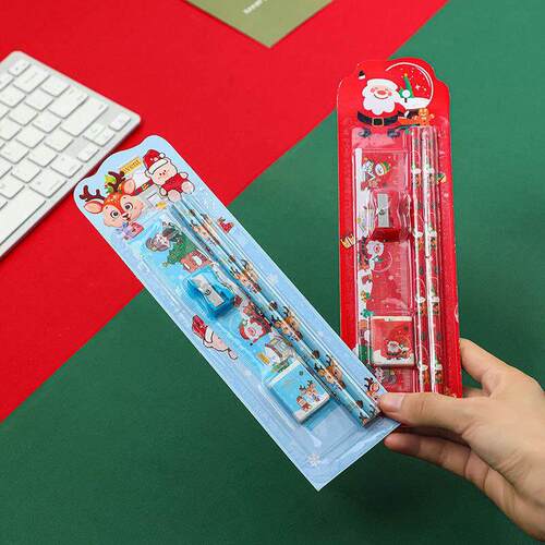 Christmas Pencil Set Kids Drawing Kit with Eraser Gift圣诞