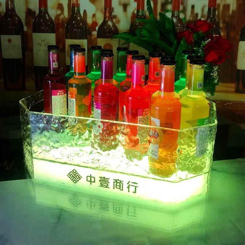 吧eIYH冰发光冰桶ld网红酒筐槽商酒用ktv用品苏打酒酒箱冰纹啤酒图片