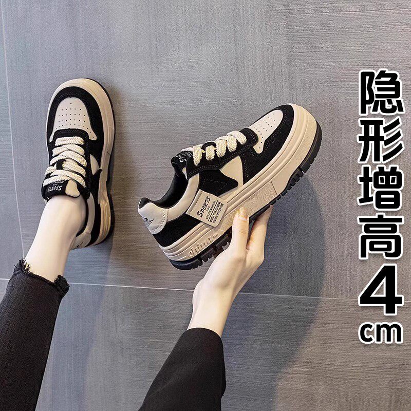 香港低帮滑板鞋女2025春新款厚底舒适百搭时尚休闲 软底防滑老爹