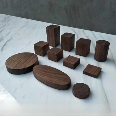 黑胡桃块战锤胸像模型装饰底座DIY手工小制作材料木方垫