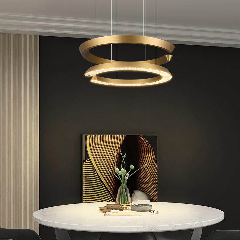 北欧轻奢餐厅升降可调节吊灯设计师创意手扫感应餐桌吧台圆环灯