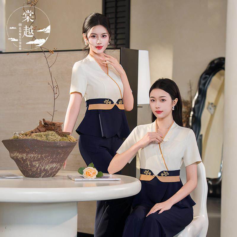 棠越夏季新款采耳技师工作服女休闲足疗店spa养生会所工衣套装