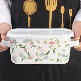 欧丽家搪瓷厚实款搪瓷保鲜碗收纳盒储物盒保鲜盒冰箱收纳可进烤箱