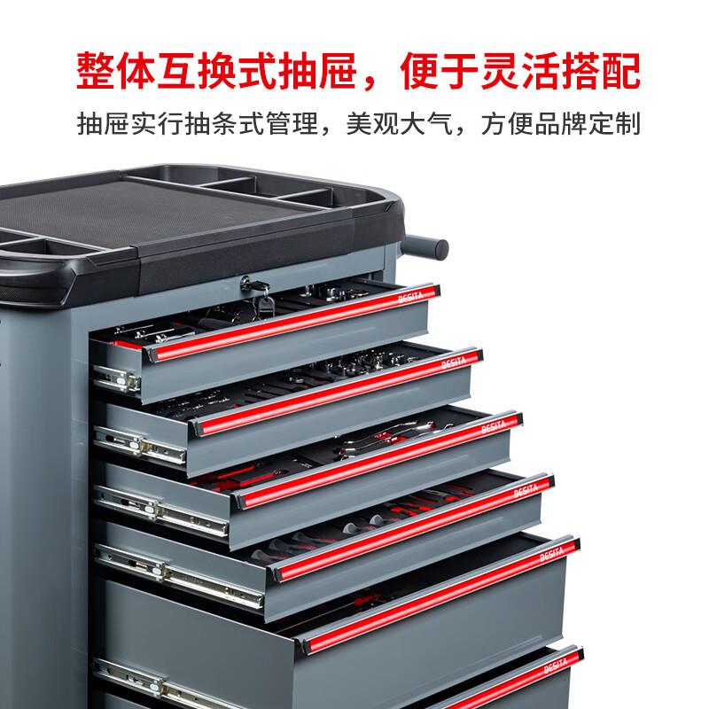 百思泰抽屉式318件套工具车带汽修工具多功能移动汽车维修工具车