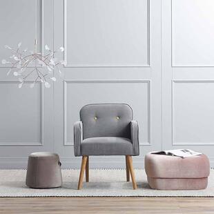 北欧布艺沙发脚踏凳茶几小圆凳子家用客厅坐墩试衣间换鞋 凳蘑菇凳