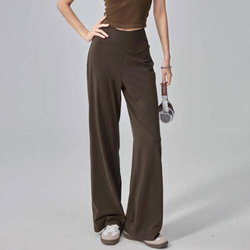 Pure Color High-Waisted Bell-Bottom Straight Leg Pants
