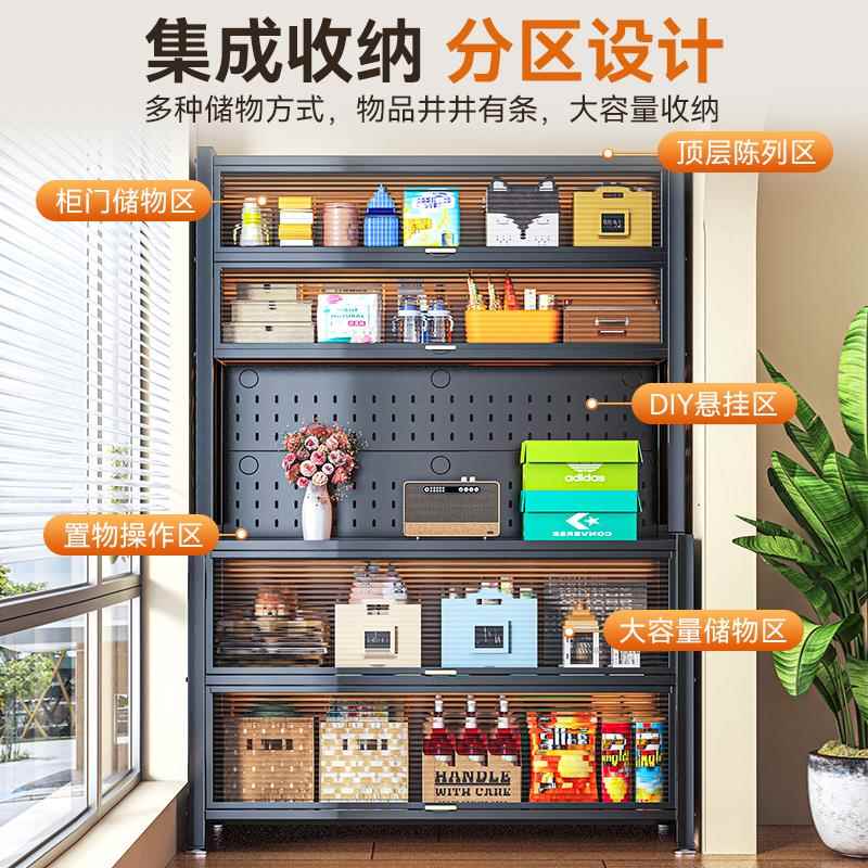 钢制储物炉柜福凯祥(落地防尘置箱物架餐边纳柜厨房橱柜微波烤多